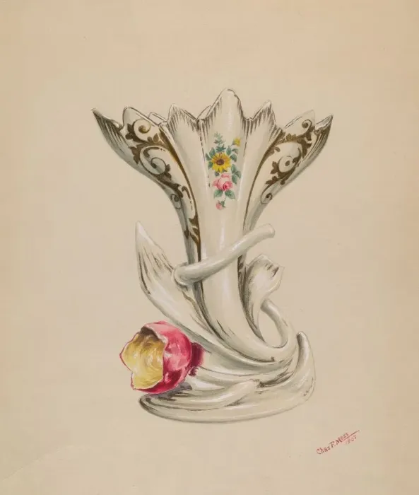 Framed Print : Vase, c. 1937. Creator: Charles Moss Framed Print : Vase, c. 1937. Creator: Charles Moss