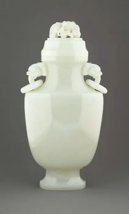 Framed Print : Vase with cover and ring handles, 19th century. Creator: Unknown