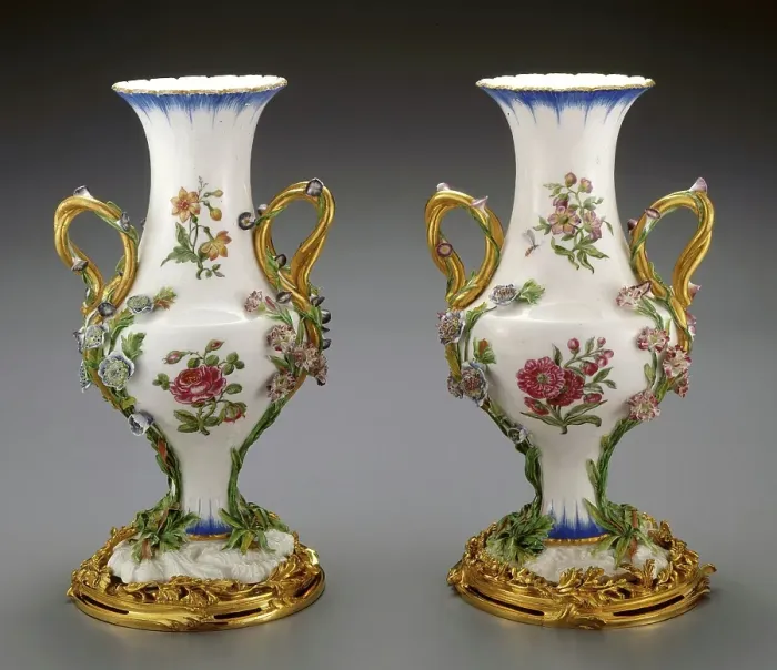 Framed Print : Vase Duplessis, vase about 1752, gilt bronze mount late 19th century. Creators: Jean-Claude Duplessis, Vincennes Porcelain Manufactory Framed Print : Vase Duplessis, vase about 1752, gilt bronze mount late 19th century. Creators: Jean-Claude Duplessis, Vincennes Porcelain Manufactory
