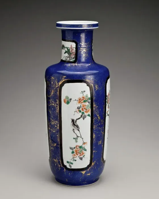 Framed Print : Vase with flower and bird panels, 1662-1722. Creator: Unknown