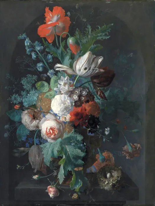 Framed Print : A Vase with Flowers, 1700-1749. Creator: Jan van Huysum Framed Print : A Vase with Flowers, 1700-1749. Creator: Jan van Huysum