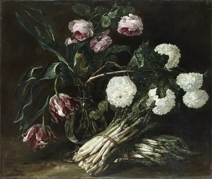 Framed Print : Vase of Flowers and Two Bunches of Asparagus, 1650. Creator: Jan Fyt Framed Print : Vase of Flowers and Two Bunches of Asparagus, 1650. Creator: Jan Fyt