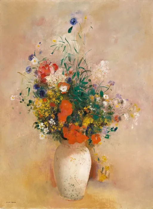 Framed Print : Vase of Flowers (Pink Background), ca. 1906. Creator: Odilon Redon Framed Print : Vase of Flowers (Pink Background), ca. 1906. Creator: Odilon Redon