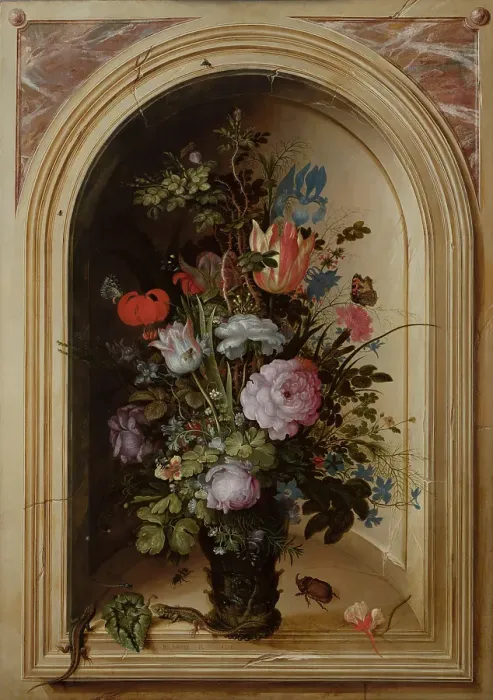 Framed Print : Vase of Flowers in a Stone Niche, 1615. Creator: Roelandt Savery Framed Print : Vase of Flowers in a Stone Niche, 1615. Creator: Roelandt Savery