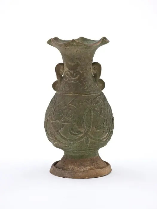 Framed Print : Vase with fluted mouth and molded floral design, early 1200s. Creator: Unknown Framed Print : Vase with fluted mouth and molded floral design, early 1200s. Creator: Unknown