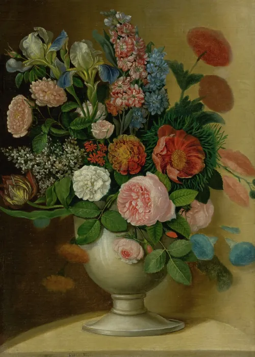Framed Print : Vase with Garden Flowers, 1840 - 1853. Creator: Ignac Klimkovics Framed Print : Vase with Garden Flowers, 1840 - 1853. Creator: Ignac Klimkovics
