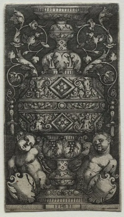 Framed Print : Vase Orne dEnfans, 1531. Creator: Hans Sebald Beham (German, 1500-1550) Framed Print : Vase Orne dEnfans, 1531. Creator: Hans Sebald Beham (German, 1500-1550)