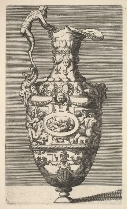Framed Print : Vase with a River God in an Oval Medallion, 17th century. Creator: Rene Boyvin Framed Print : Vase with a River God in an Oval Medallion, 17th century. Creator: Rene Boyvin