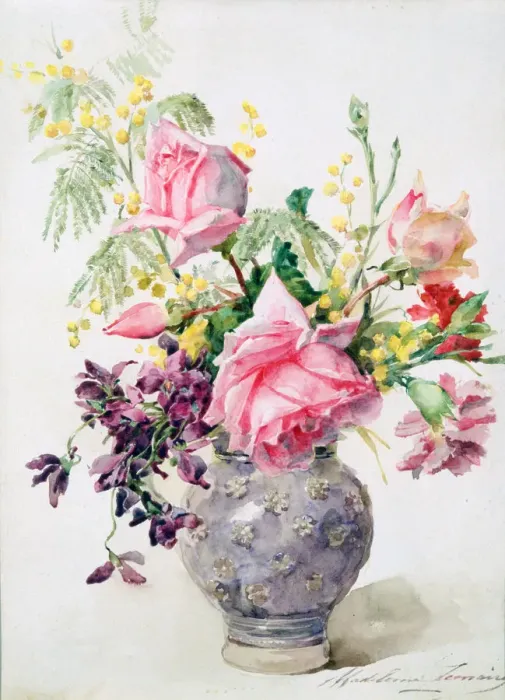 Framed Print : Vase of Roses, c1865-1928. Artist: Madeleine Jeanne Lemaire Framed Print : Vase of Roses, c1865-1928. Artist: Madeleine Jeanne Lemaire
