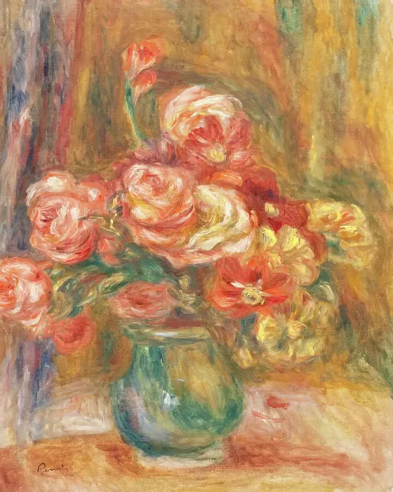 Framed Print : Vase of Roses, between c1890 and c1900. Creator: Pierre-Auguste Renoir
