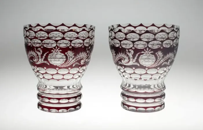 Framed Print : Two Vases, Bohemia, Mid 19th century. Creator: Bohemia Glass Framed Print : Two Vases, Bohemia, Mid 19th century. Creator: Bohemia Glass