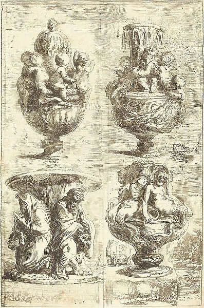 Four Vases (Les quatres vases), 1754. Creator: Gabriel de Saint-Aubin