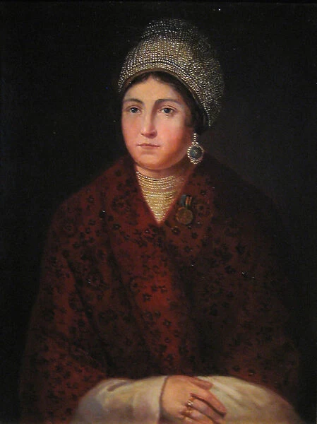 Vasilisa Kozhina, 1813. Artist: Smirnov, Alexander F. (Early 19th cen. )