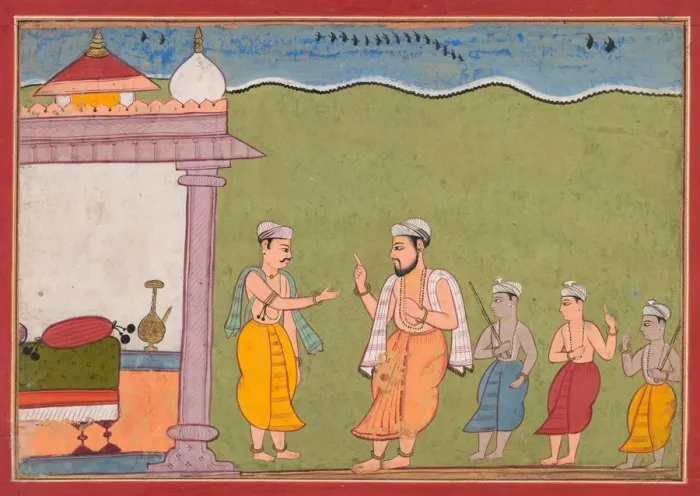 Framed Print : Vasudeva Meets Nanda from a Bhagavata Purana, 1610. Creator: Unknown Framed Print : Vasudeva Meets Nanda from a Bhagavata Purana, 1610. Creator: Unknown