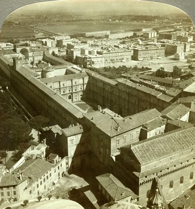 Framed Print : Vatican Palace from the dome of St Peters Basilica, Rome, Italy. Artist: Underwood & Underwood Framed Print : Vatican Palace from the dome of St Peters Basilica, Rome, Italy. Artist: Underwood & Underwood
