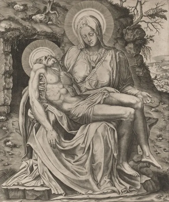 Framed Print : Vatican Pieta, 1566. Creator: Adamo Scultori Framed Print : Vatican Pieta, 1566. Creator: Adamo Scultori