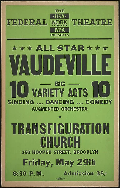 Vaudeville, New York, [1930s]. Creator: Unknown