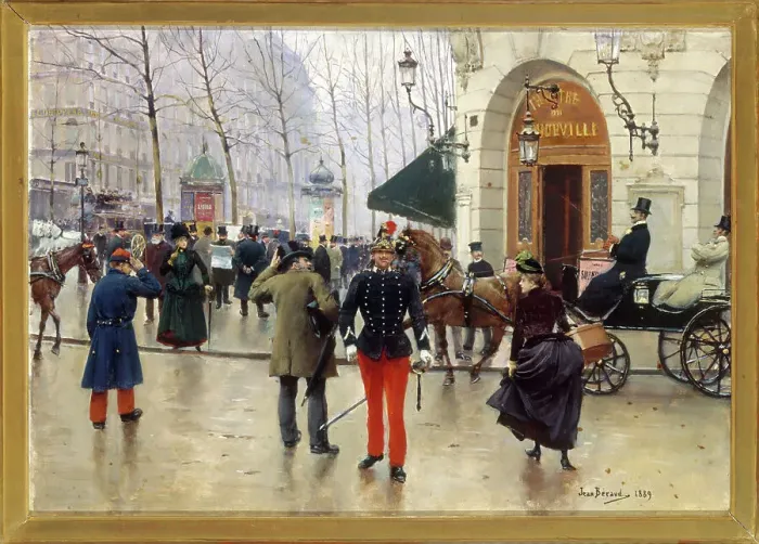 Framed Print : Vaudeville theatre, 1889. Creator: Jean Beraud Framed Print : Vaudeville theatre, 1889. Creator: Jean Beraud