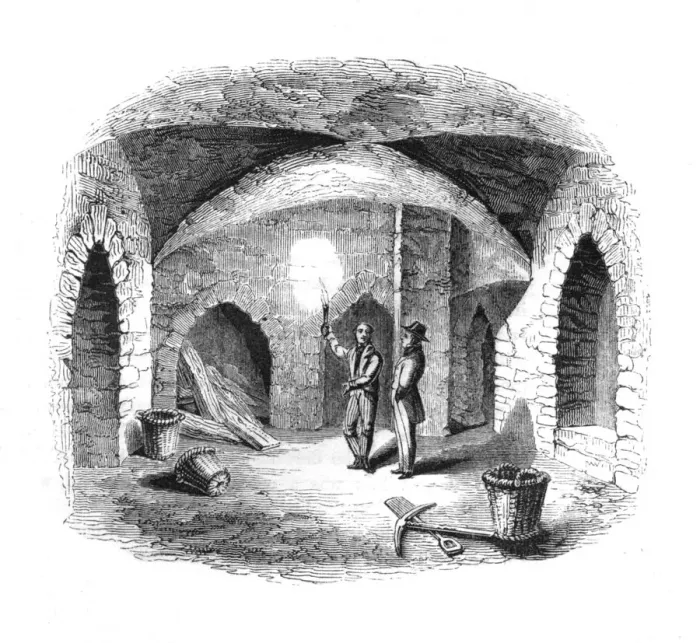 Framed Print : Vault beneath the Old House of Lords, 1845 Framed Print : Vault beneath the Old House of Lords, 1845