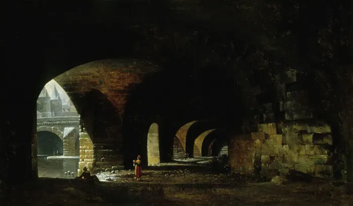 Framed Print : The vault of Quai de Gesvres, 1815. Creator: Auguste Jacques Regnier Framed Print : The vault of Quai de Gesvres, 1815. Creator: Auguste Jacques Regnier
