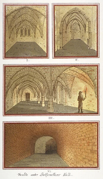 Vaults beneath Leathersellers Hall, Little St Helens, City of London, 1799. Artist