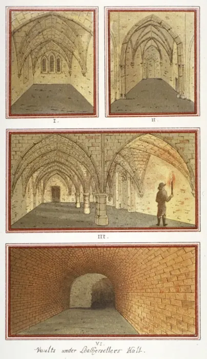 Framed Print : Vaults beneath Leathersellers Hall, Little St Helens, City of London, 1799. Artist Framed Print : Vaults beneath Leathersellers Hall, Little St Helens, City of London, 1799. Artist