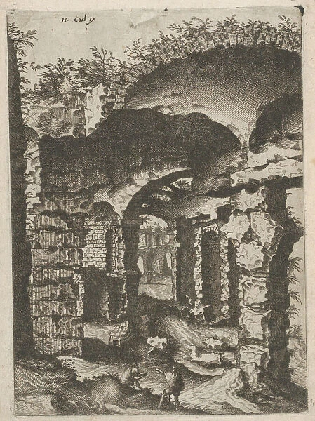 Vaults with Bosse Blocks, from the series Roman Ruins and Buildings, 1562. Creators: Johannes van Doetecum I, Lucas van Doetecum