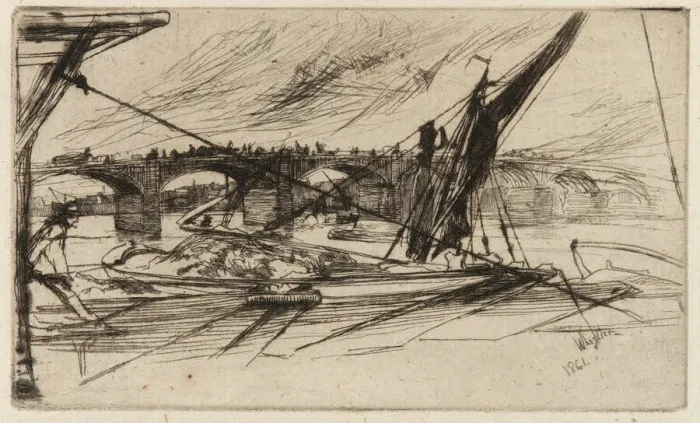 Framed Print : Vauxhall Bridge, 1861. Creator: James Abbott McNeill Whistler Framed Print : Vauxhall Bridge, 1861. Creator: James Abbott McNeill Whistler