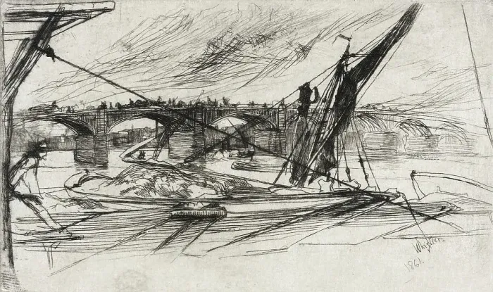 Framed Print : Vauxhall Bridge, 1861. Creator: James Abbott McNeill Whistler Framed Print : Vauxhall Bridge, 1861. Creator: James Abbott McNeill Whistler