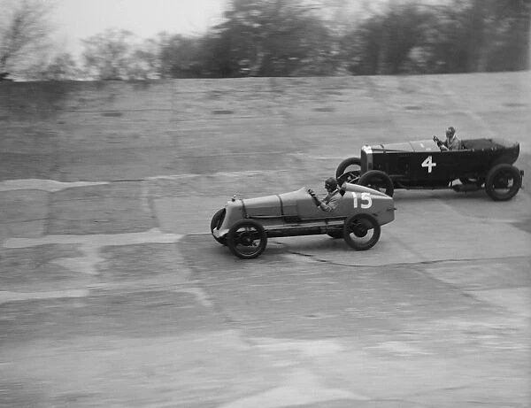 Vauxhall and Salmson racing at a BARC meeting, Brooklands, Surrey, 1931 Artist: Bill Brunell