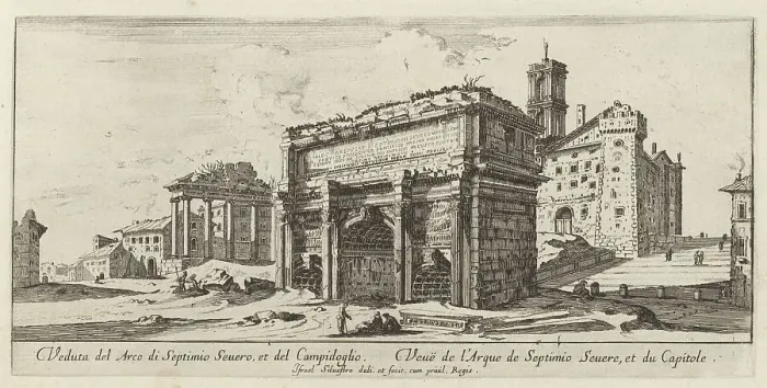 Framed Print : Veduta del Arco di Septimio Severo, et del Campidoglio, 1640-1660. Creator: Israel Silvestre
