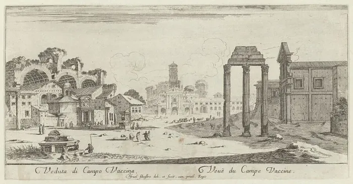 Framed Print : Veduta di Campo Vaccina, 1640-1660. Creator: Israel Silvestre Framed Print : Veduta di Campo Vaccina, 1640-1660. Creator: Israel Silvestre