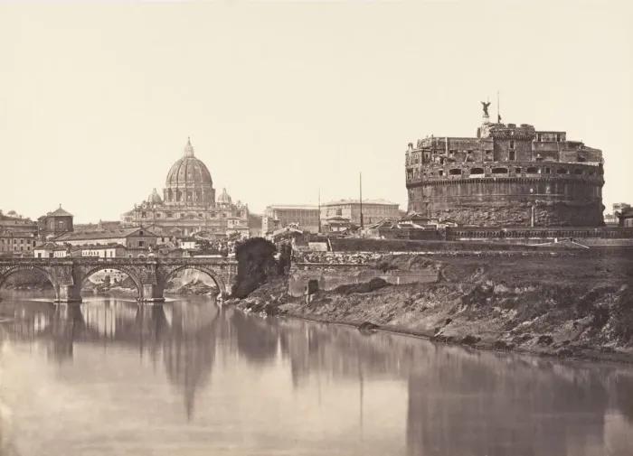 Framed Print : Veduta di Castel St Angelo. S. Pietro, 1848-52. Creator: Eugene Constant Framed Print : Veduta di Castel St Angelo. S. Pietro, 1848-52. Creator: Eugene Constant