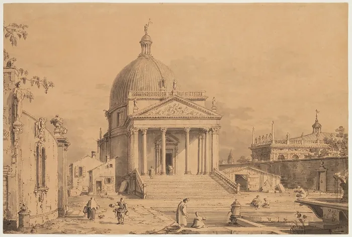 Framed Print : Veduta Ideata with San Simone Piccolo, c1735. Creator: Canaletto Framed Print : Veduta Ideata with San Simone Piccolo, c1735. Creator: Canaletto
