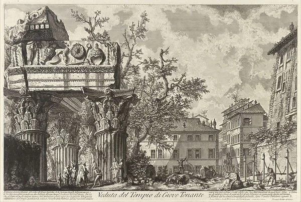 Veduta with the Temple of Jupiter Tonans, c. 1755. Artist: Piranesi, Giovanni Battist (1720-1778)
