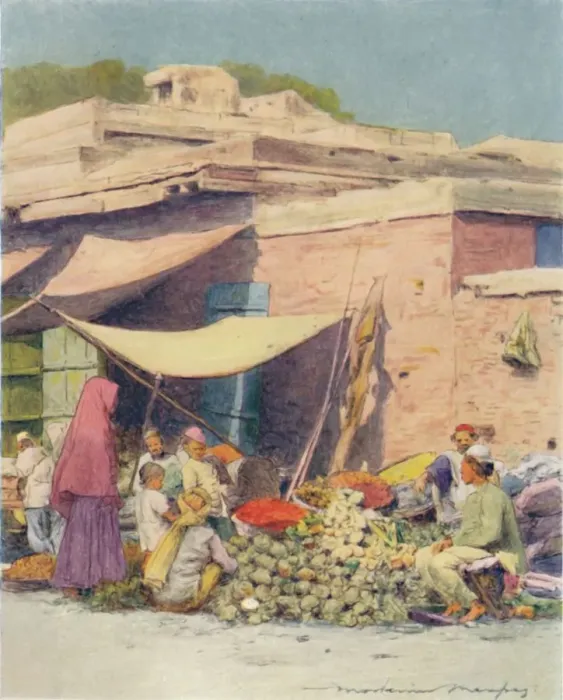 Framed Print : Vegetable Market, Delhi, 1905. Artist: Mortimer Luddington Menpes Framed Print : Vegetable Market, Delhi, 1905. Artist: Mortimer Luddington Menpes