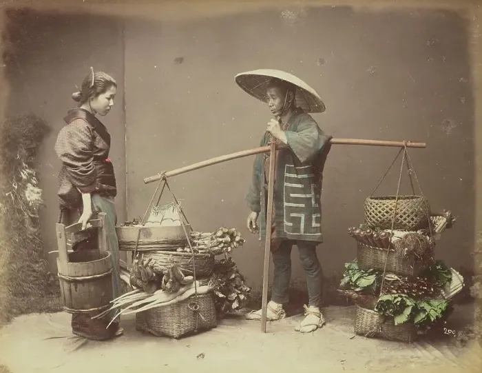 Framed Print : Vegetable Peddler, 1870s-1890s. Creator: Kusakabe Kimbei Framed Print : Vegetable Peddler, 1870s-1890s. Creator: Kusakabe Kimbei