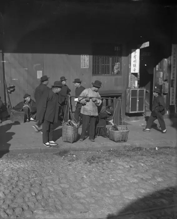 Framed Print : The vegetable peddler, Chinatown, San Francisco, between 1896 and 1906. Creator: Arnold Genthe Framed Print : The vegetable peddler, Chinatown, San Francisco, between 1896 and 1906. Creator: Arnold Genthe