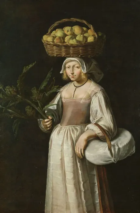 Framed Print : The Vegetable Seller, c17th century. Creator: Unknown Framed Print : The Vegetable Seller, c17th century. Creator: Unknown