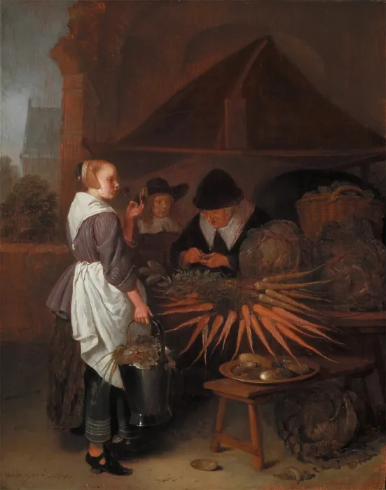 Framed Print : The Vegetable Stall, 1665. Creator: Gerritsz Quiringh van Brekelenkam Framed Print : The Vegetable Stall, 1665. Creator: Gerritsz Quiringh van Brekelenkam