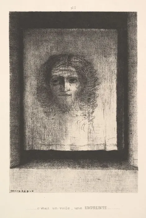 Framed Print : A Veil, a Printed Image, 1891. Creator: Odilon Redon Framed Print : A Veil, a Printed Image, 1891. Creator: Odilon Redon