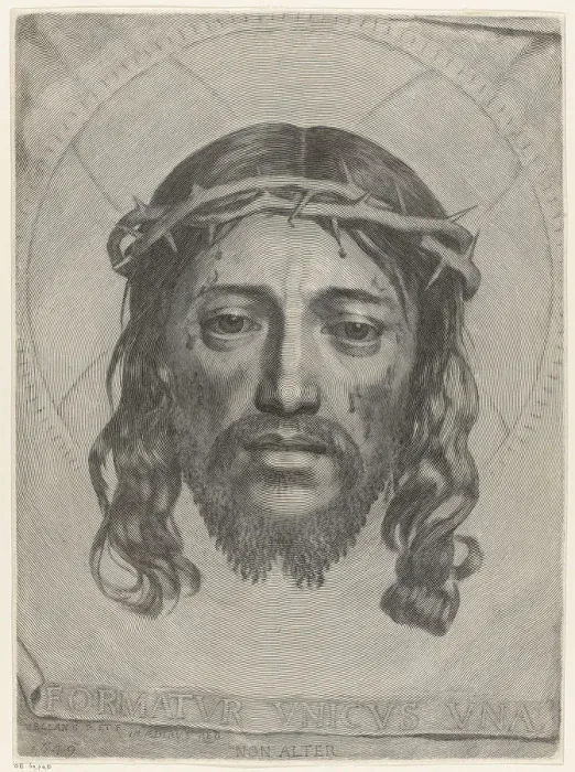 Framed Print : The veil of Saint Veronica, 1949. Artist: Mellan, Claude (1598-1688) Framed Print : The veil of Saint Veronica, 1949. Artist: Mellan, Claude (1598-1688)