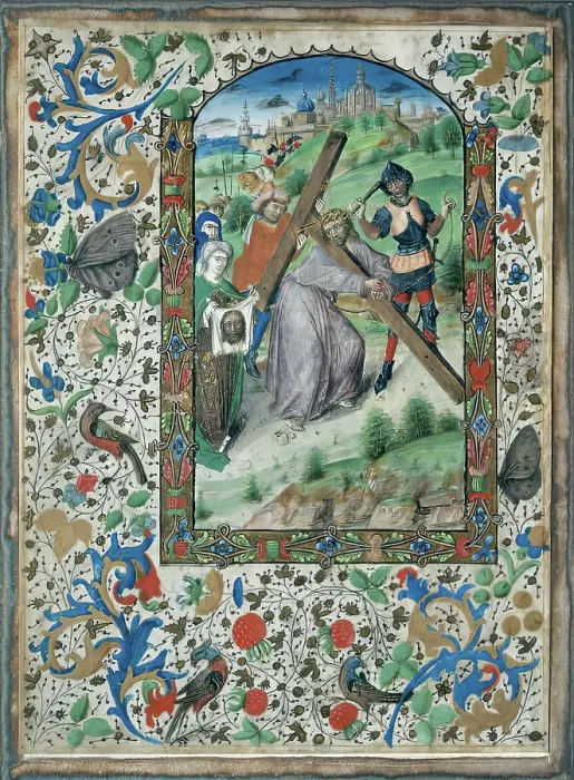 Framed Print : The Veil of Veronica - One of four Illuminated pages from a Book of Hours, c1430-1450. Creator: Unknown Framed Print : The Veil of Veronica - One of four Illuminated pages from a Book of Hours, c1430-1450. Creator: Unknown