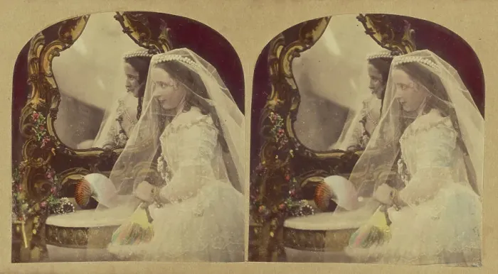 Framed Print : Veiled Bride, about 1865. Creator: London Stereoscopic & Photographic Co Framed Print : Veiled Bride, about 1865. Creator: London Stereoscopic & Photographic Co