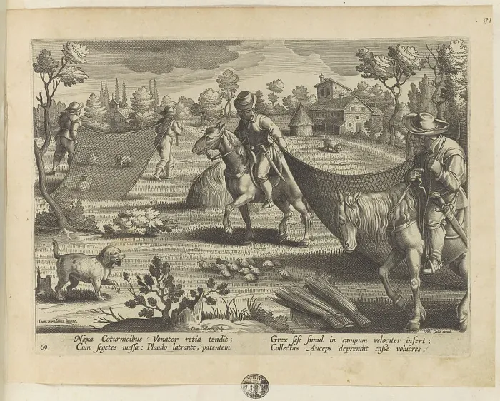 Framed Print : Venationes ferarum, avium, piscium (Hunts of wild animals, birds and fish). Plate 69, 1596. Creator: Hans Collaert the Younger