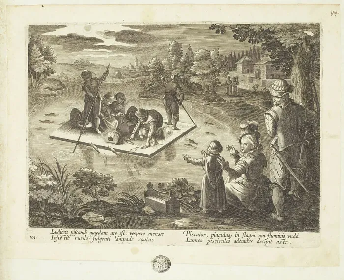 Framed Print : Venationes ferarum, avium, piscium (Hunts of wild animals, birds and fish). Plate 101, 1596. Creator: Hans Collaert the Younger Framed Print : Venationes ferarum, avium, piscium (Hunts of wild animals, birds and fish). Plate 101, 1596. Creator: Hans Collaert the Younger