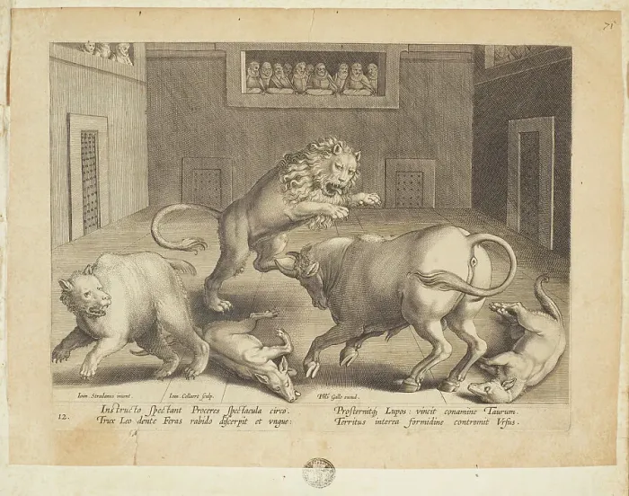 Framed Print : Venationes ferarum, avium, piscium (Hunts of wild animals, birds and fish). Plate 12, 1596. Creator: Hans Collaert the Younger Framed Print : Venationes ferarum, avium, piscium (Hunts of wild animals, birds and fish). Plate 12, 1596. Creator: Hans Collaert the Younger