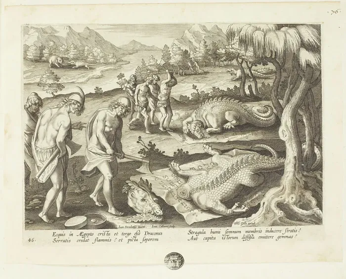 Framed Print : Venationes ferarum, avium, piscium (Hunts of wild animals, birds and fish). Plate 46, 1596. Creator: Hans Collaert the Younger Framed Print : Venationes ferarum, avium, piscium (Hunts of wild animals, birds and fish). Plate 46, 1596. Creator: Hans Collaert the Younger
