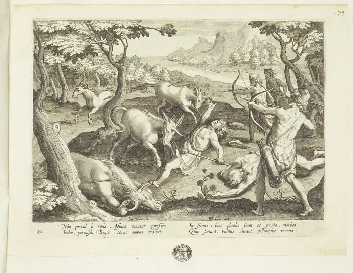 Framed Print : Venationes ferarum, avium, piscium (Hunts of wild animals, birds and fish). Plate 29, 1596. Creator: Hans Collaert the Younger Framed Print : Venationes ferarum, avium, piscium (Hunts of wild animals, birds and fish). Plate 29, 1596. Creator: Hans Collaert the Younger