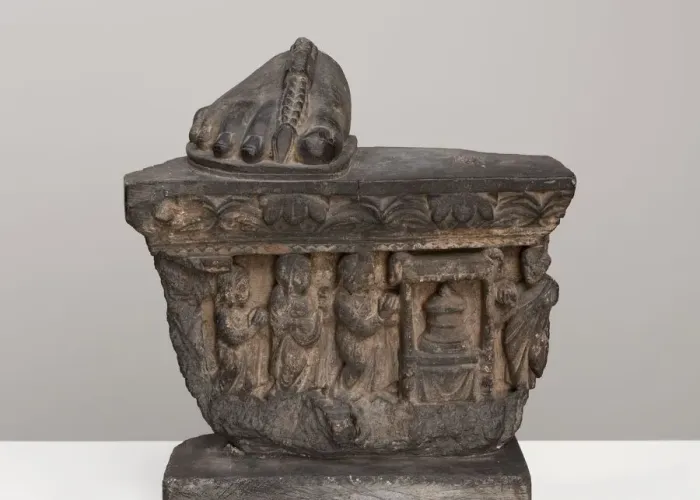 Framed Print : Veneration of the Buddhas Relics, Kushan period, 2nd / 3rd century. Creator: Unknown Framed Print : Veneration of the Buddhas Relics, Kushan period, 2nd / 3rd century. Creator: Unknown